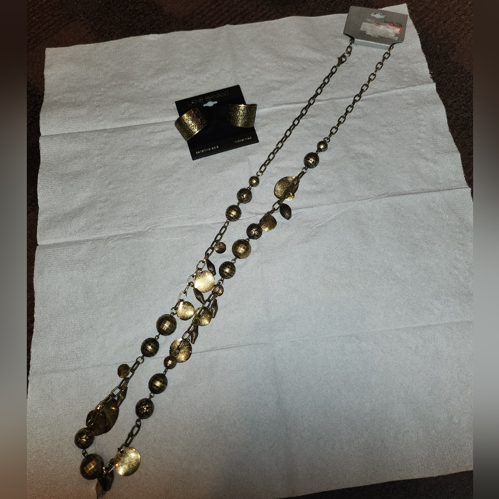 Lane Bryant Gold Charm Necklace and Bracelet Set